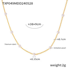 Pearl-Look Station Necklace and Bracelet