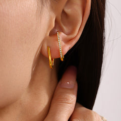 Linear Cubic Zirconia Stainless Steel Earrings