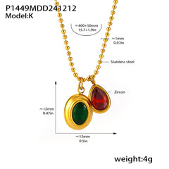 18K Gold-Plated Cubic Zirconia Drop Charm Necklace