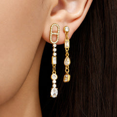 Cubic Zirconia Long Drop Earrings