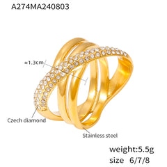 18K Gold-Plated Sparkling Crossover Ring