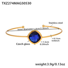 Faceted Glass Open Cuff Bracelet