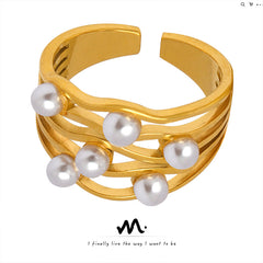 Pearl-Look Multi-Row Open Ring
