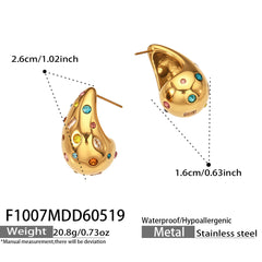 18K Gold-Plated Stone or Shell-Pearl-Look Earrings