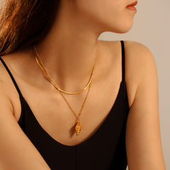 18K Gold-Plated Shell Pendant and Layering Chain Necklaces
