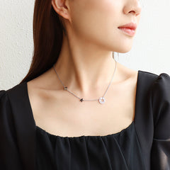 Flower, Star and Circle Charm Necklace