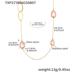 Faceted Glass Long Link Necklace