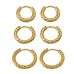 Textured Stainless Steel Hoop Earrings