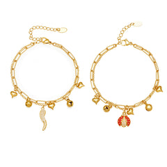 18K Gold-Plated Layered Charm Bracelets