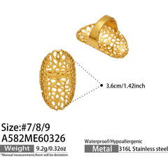 Sculptural Openwork Floral Stainless Steel Ring