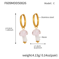 18K Gold-Plated Resin Mushroom Charm Earrings
