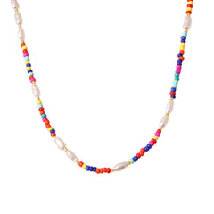 Multicolor Bead & Freshwater Pearl Necklace