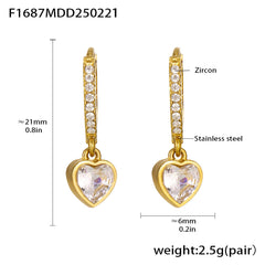 18K Gold-Plated Cubic Zirconia Charm Hoop Earrings
