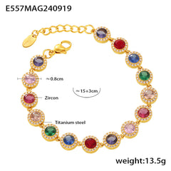 Cubic Zirconia Heart or Circle Link Bracelet
