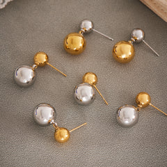 18K Gold-Plated Rounded Ball Drop Earrings