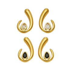 Gold-Tone U-Shaped Cubic Zirconia Earrings