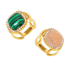 Natural Stone Halo Open Ring