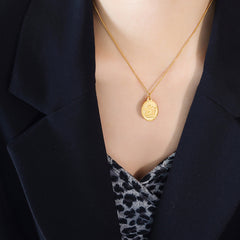 18K Gold-Plated Oval Angel Pendant Necklace