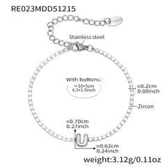 Cubic Zirconia Initial Chain Bracelet