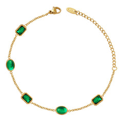 Emerald-Green Cubic Zirconia Station Bracelet