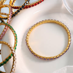 18K Gold-Plated Cubic Zirconia Stretch Bracelet