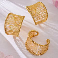 18K Gold-Plated & Silver-Tone Wrapped Wire Cuff