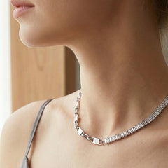 Cubic Zirconia & Chain Split Necklace
