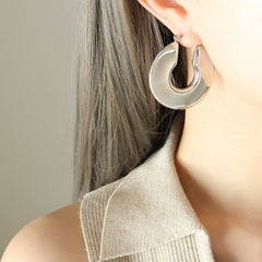 Wide U-Shaped Stainless Steel Hoop Earrings