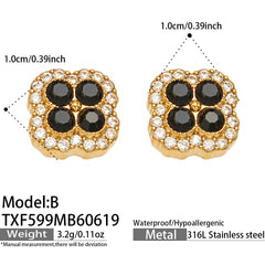 18K Gold-Plated Color Four-Petal Cubic Zirconia Jewelry