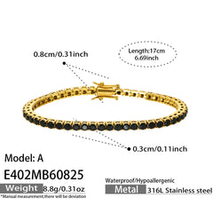 Cubic Zirconia Stainless Steel Tennis Bracelets