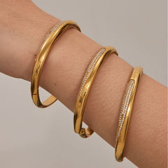 Cubic Zirconia Accent Clasp Bangle Bracelet