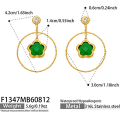 Czech Glass Flower Charm Hoop Earrings