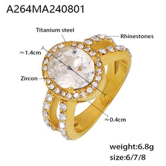 18K Gold-Plated Round Cubic Zirconia Statement Ring