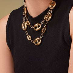 18K Gold-Plated Oval Link Necklace