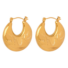 Embossed Geometric Oval Hoop Earrings