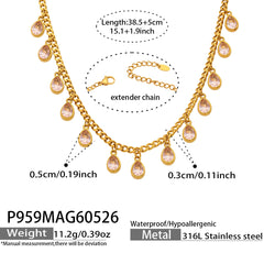 18K Gold-Plated Cubic Zirconia Drop Charm Necklace