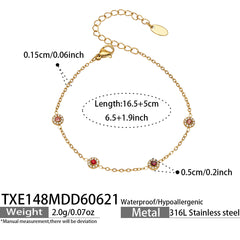 18K Gold-Plated Color Cubic Zirconia Station Jewelry