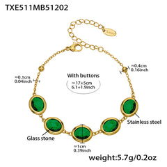 Faceted Oval Glass Stone Necklace, Bracelet & Earrings