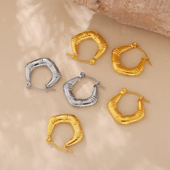 Bamboo-Texture Stainless Steel U-Hoop Earrings