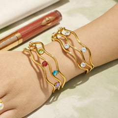 18K Gold-Plated Triple-Line Cubic Zirconia Cuff