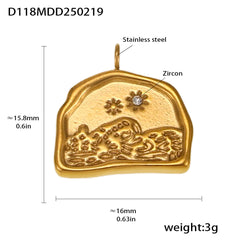 18K Gold-Plated Ornate Charm Pendant