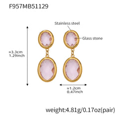 Faceted Oval Glass Drop Earrings