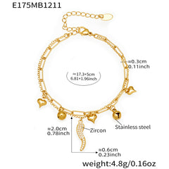 18K Gold-Plated Layered Charm Bracelets