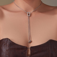 18K Gold-Plated Cubic Zirconia Sliding Lariat Necklace
