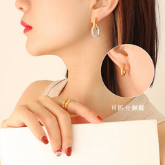Two-Tone Interlocking Oval Stud Earrings