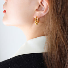 Twisted Open C-Shaped Brass Hoop Earrings