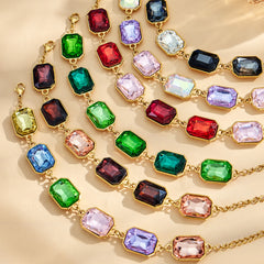 18K Gold-Plated Colored Glass Statement Jewelry