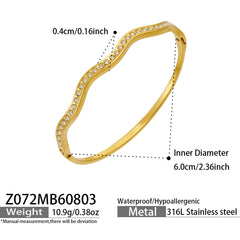 Gold-Tone Cubic Zirconia Wave Bangle Designs