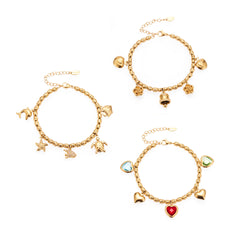 Bell, Ocean or Heart Charm Bracelet