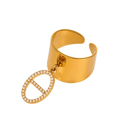 Cubic Zirconia Wide Open Band Ring